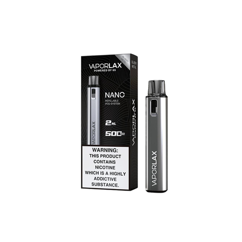 Vaporlax-Nano-Pod-Vape-Kit-Silver-Metal