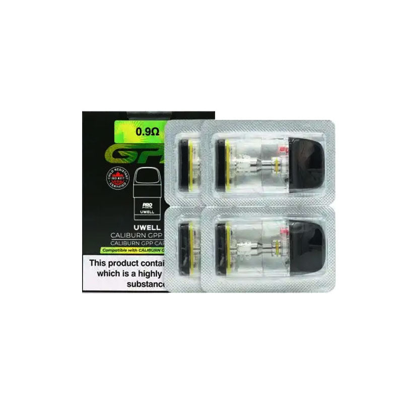 Uwell Caliburn GPP XL top fill and side fill replacement pods designed for smooth airflow, leak resistance, and consistent flavor performance